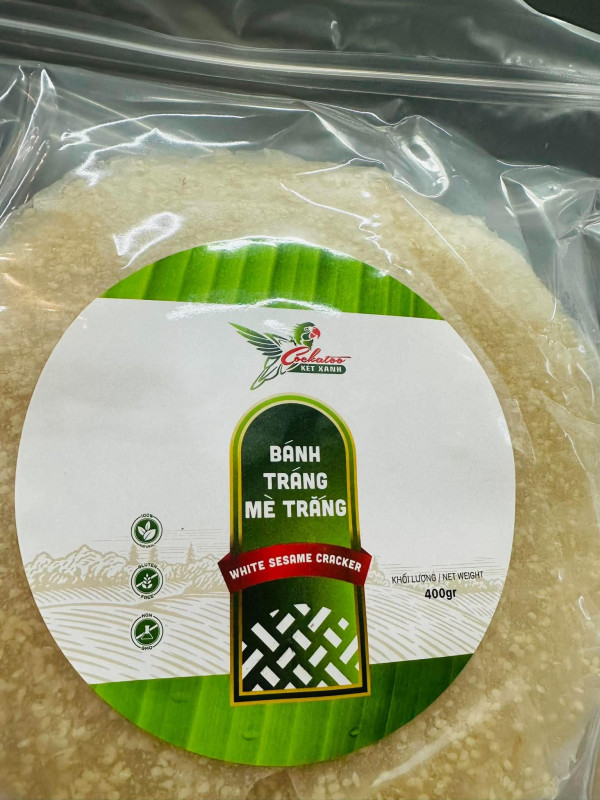 Bánh tráng mè trắng két xanh