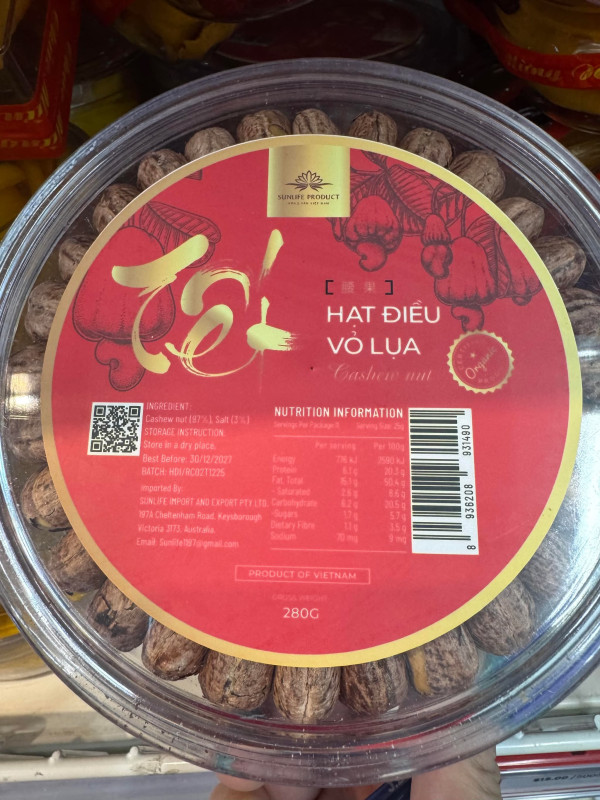 Hạt điều vỏ lụa 280g