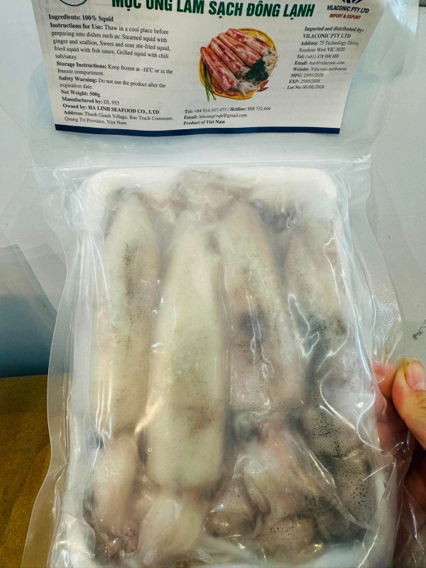 Mực ống làm sạch đông lạnh