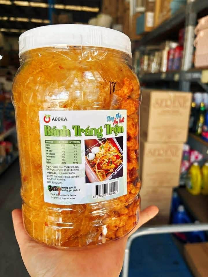 bánh tráng trộn sate top mỡ rim mắm tỏi 18$ 300g